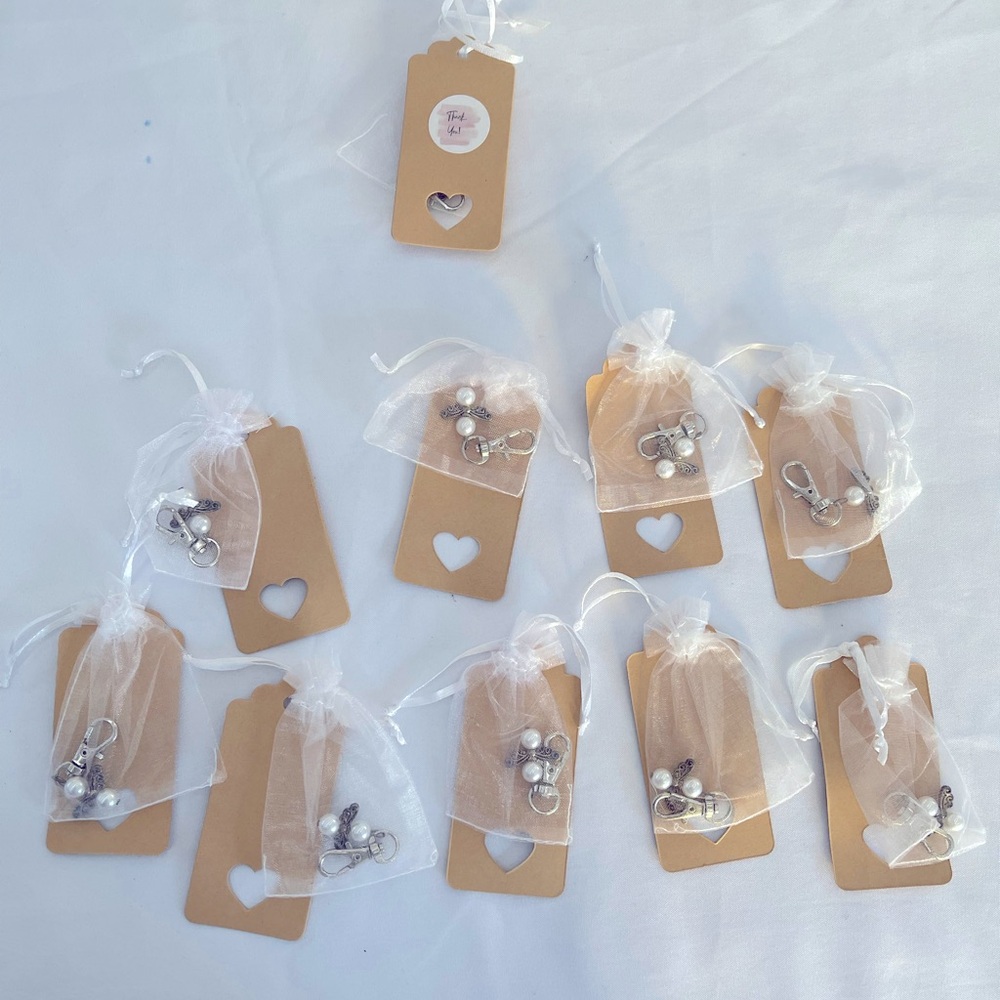 10 White Pearl Angel Charm Clips for Phone, Favors, Thank You